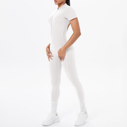 Sexy Backless Bodycon Scrunch Jumpsuit Raises Butt Women Dance Fitness Overalls Push Up  With Chest Cushion Yoga Sport Jump Suit