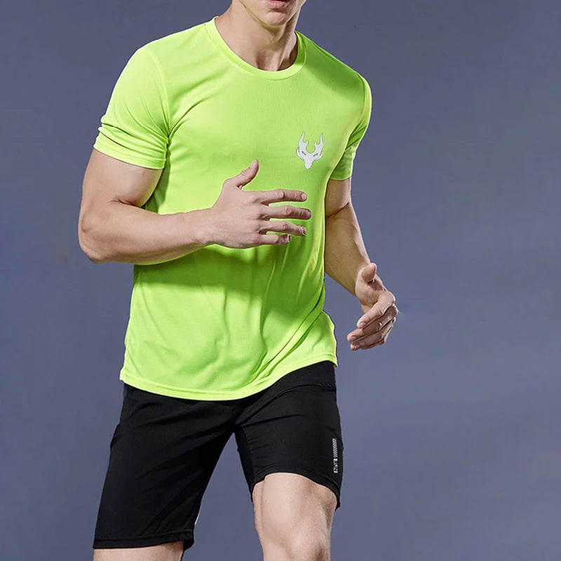 Men's Running T-Shirt Summer Sport Tops Tee Jersey Male Football Clothing Quick Dry Tshirt Gym Fitness Workout T Shirt Men